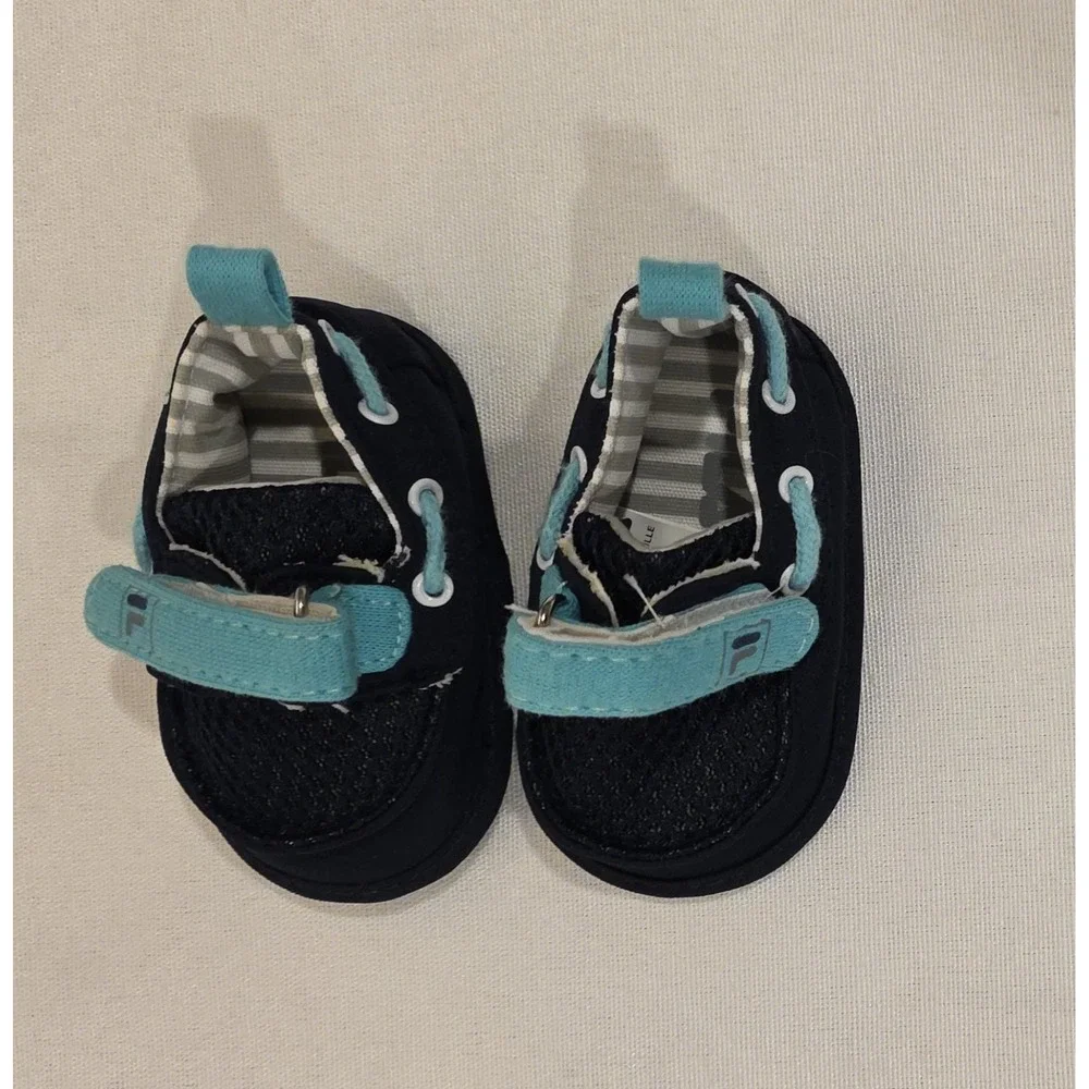 Fila‎ Baby Shoes Black and Turquoise. Infant Size